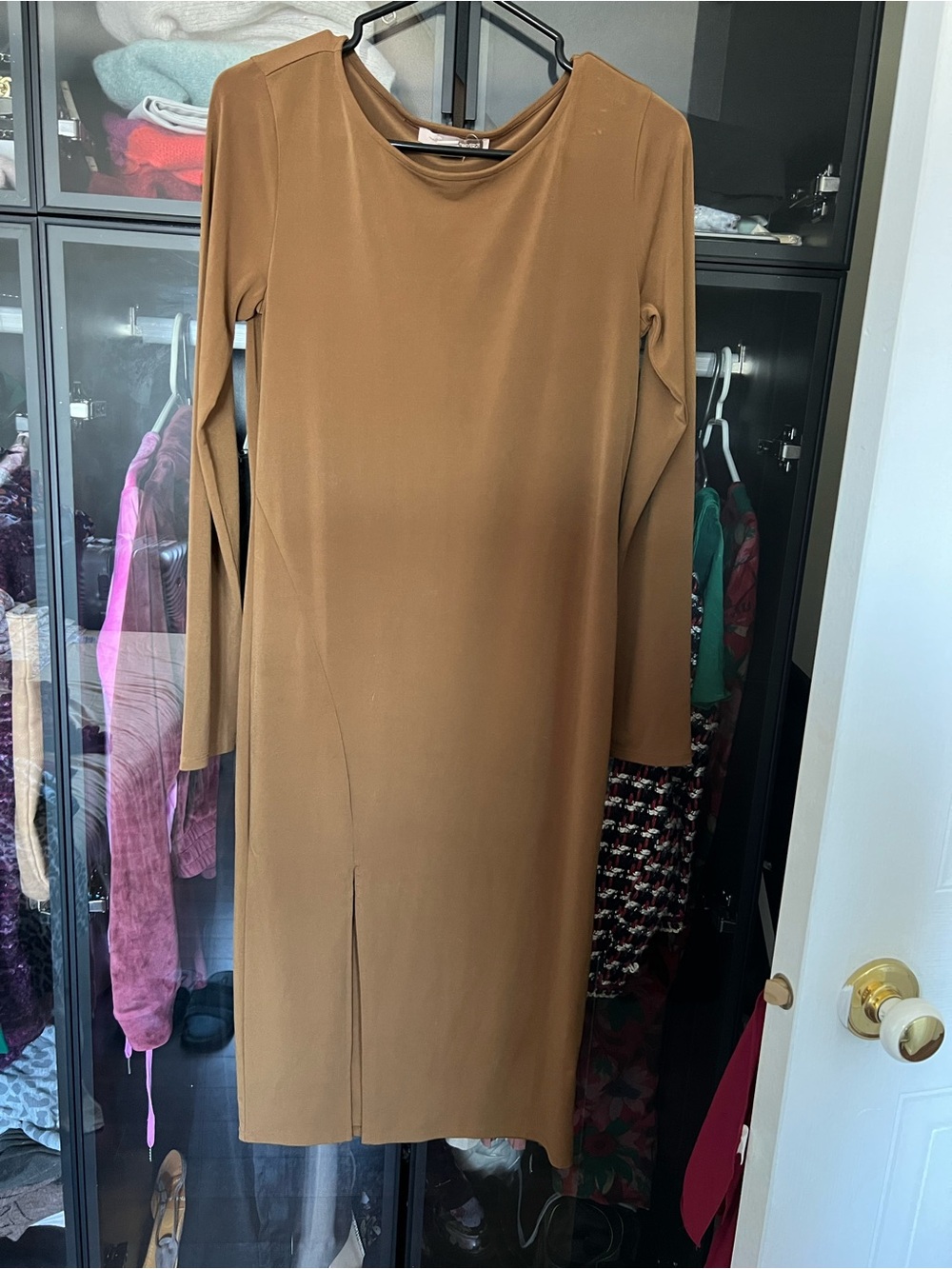 Forever 21 Camel Brown Long Sleeve Midi Dress